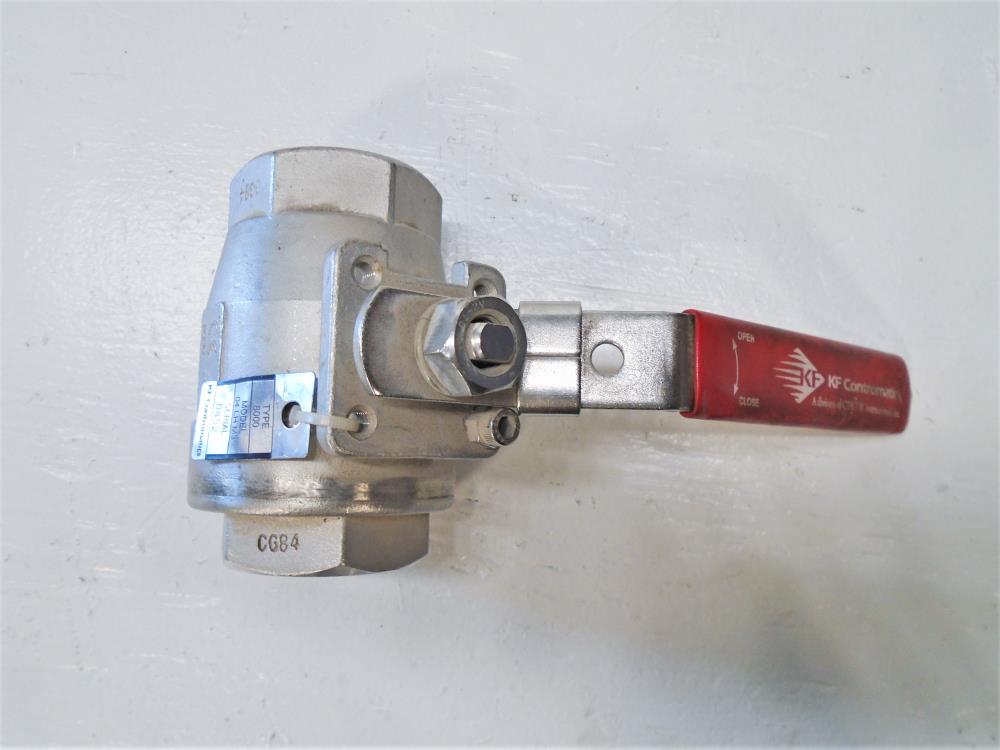 KF Contromatics 1-1/2" NPT CF8M Ball Valve, Type 8000, Model 04 LH M3